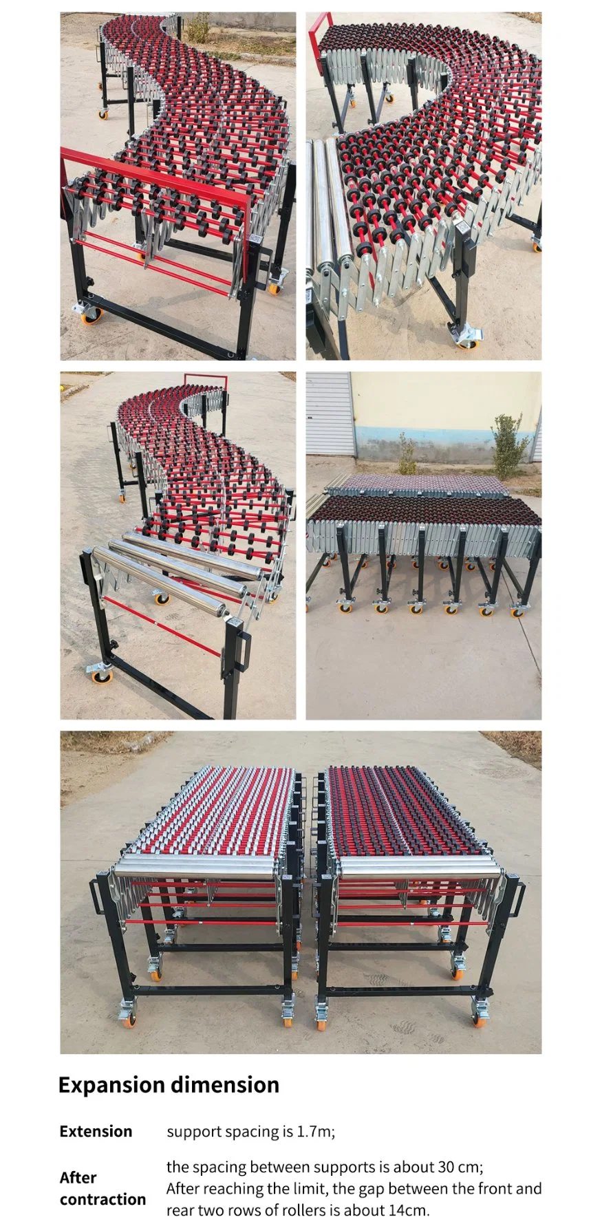 Portable Flexible Roller Conveyor Gravity Roller Conveyor