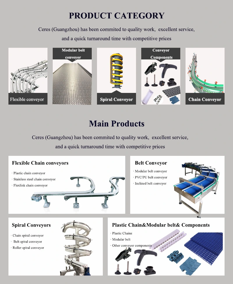 Plastic Table Top Chain Conveyors for Beverage Bottles Conveying